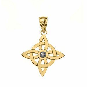 14K Yellow Gold Wiccan Witch's Knot Pagan Pendant